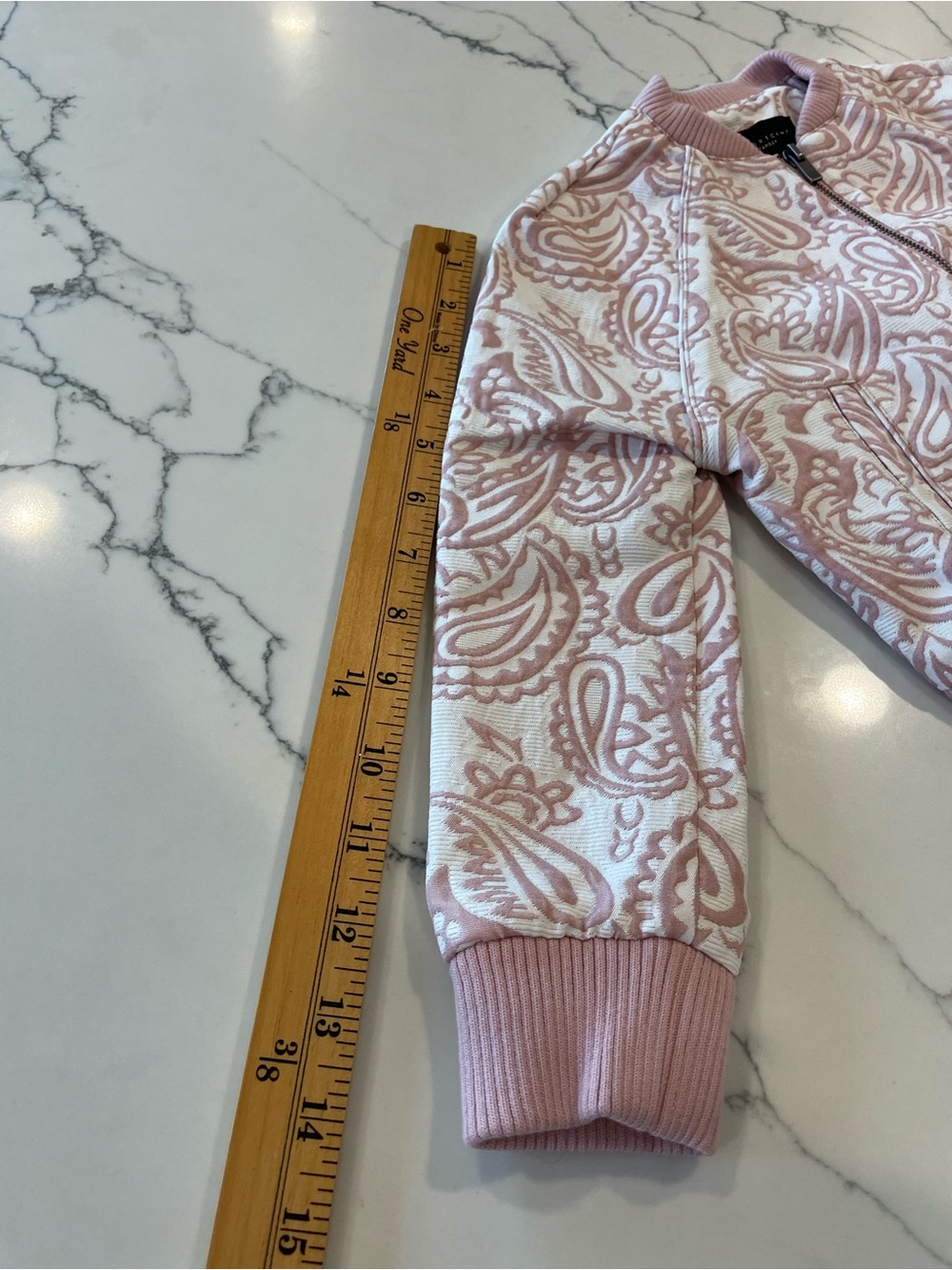 Victoria Beckham Blush-Pink Paisley Girls Bomber Jacket - Picture 14 of 14